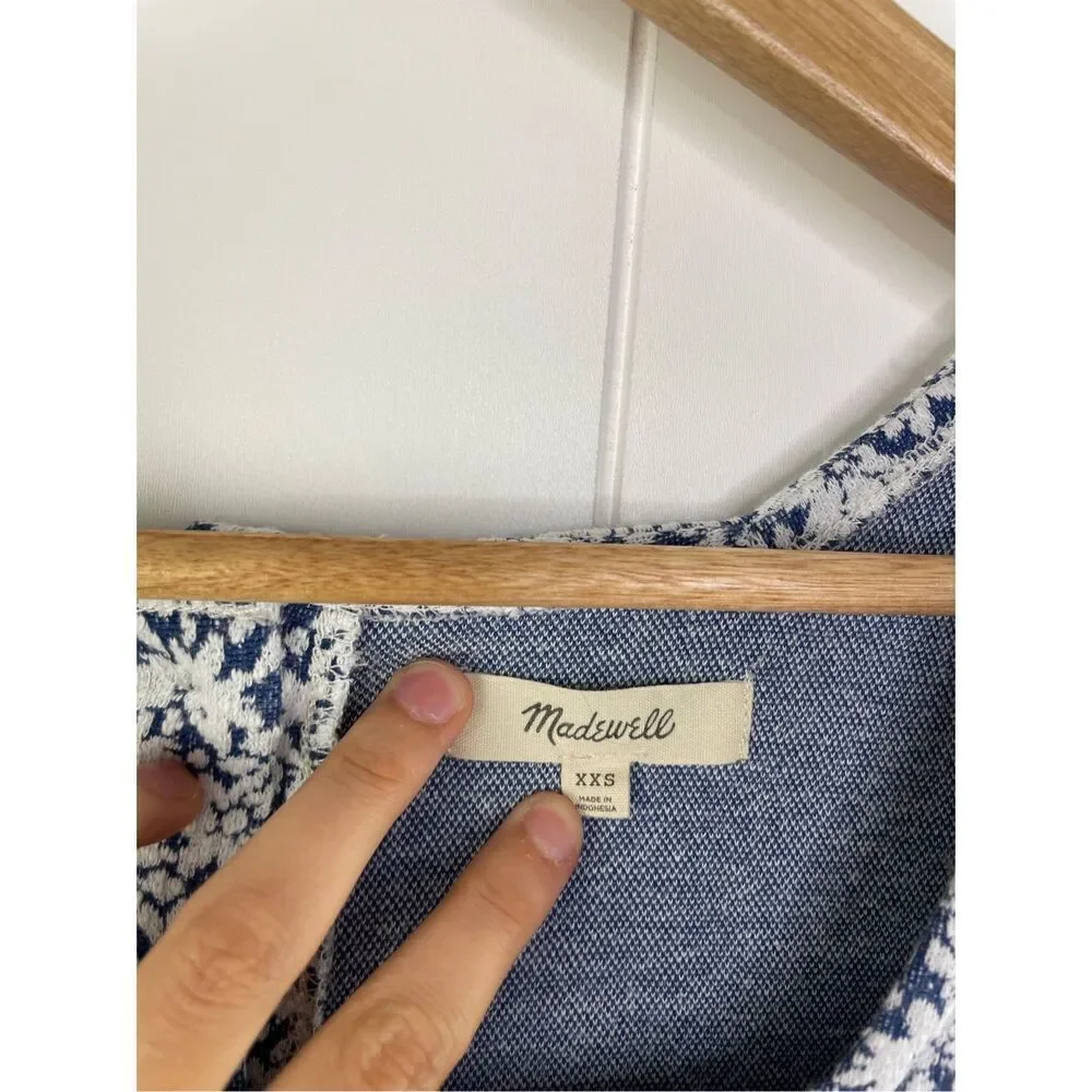 Madewell‎ Floral Jacquard Button-Back Cottage Core Top Size XXS